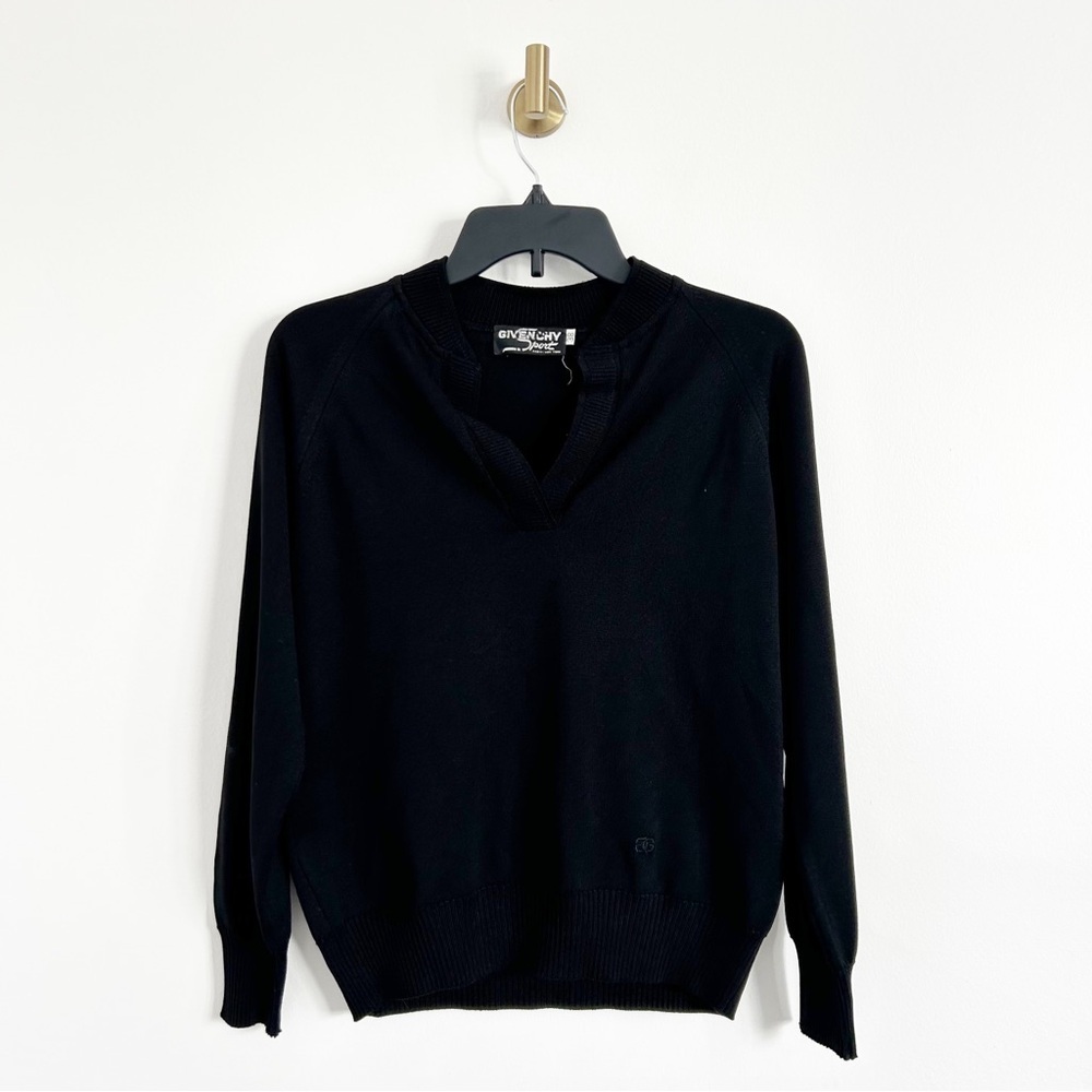 Vintage Givenchy Sport Black V Neck Pullover Knit Sweater Size 38 / Small (S)